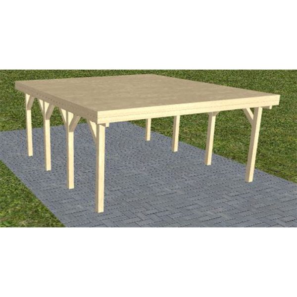 JODA Carport Burg KG Master Holzblende, Flachdach vorb.f. Gründach