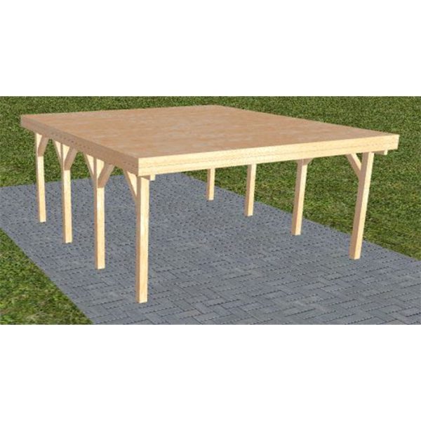 JODA Carport Burg KG Perfect Holzblende, Flachdach vorb.f. Gründach