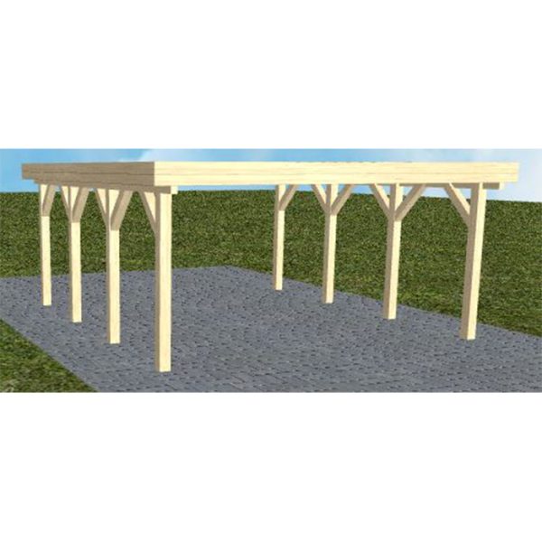 JODA Carport Burg KO Master Holzblende, Flachdach ohne Bedachung
