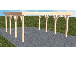 JODA Carport Burg KO Natur Holzblende, Flachdach ohne Bedachung
