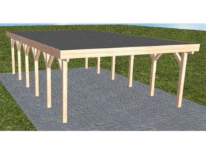 JODA Carport Burg LF Natur Holzblende, Flachdach mit EPDM Folie