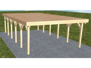 JODA Carport Burg LG Perfect Holzblende, Flachdach vorb.f. Gründach