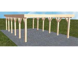 JODA Carport Burg LO Natur Holzblende, Flachdach ohne Bedachung