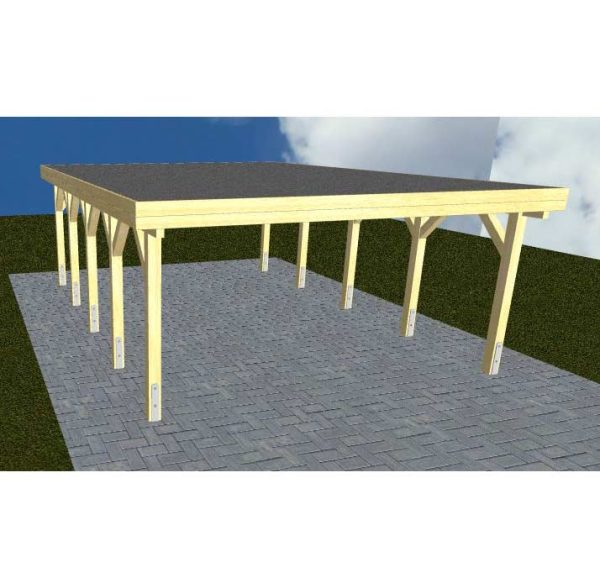 JODA Carport Burg MF Classic Holzblende, Flachdach mit EPDM Folie