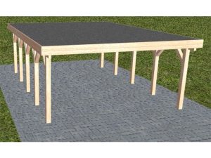 JODA Carport Burg MF Natur Holzblende, Flachdach mit EPDM Folie