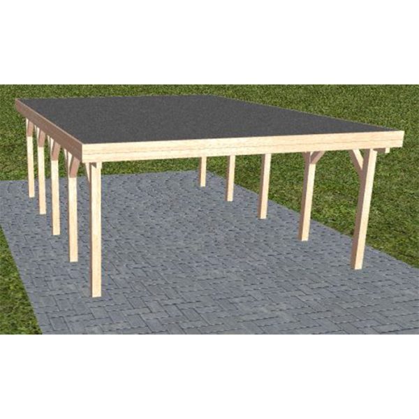 JODA Carport Burg MF Natur Holzblende, Flachdach mit EPDM Folie