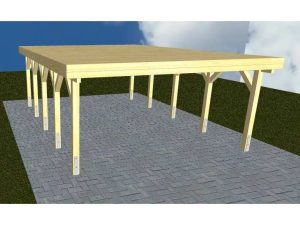 JODA Carport Burg MG Classic Holzblende, Flachdach vorb.f. Gründach