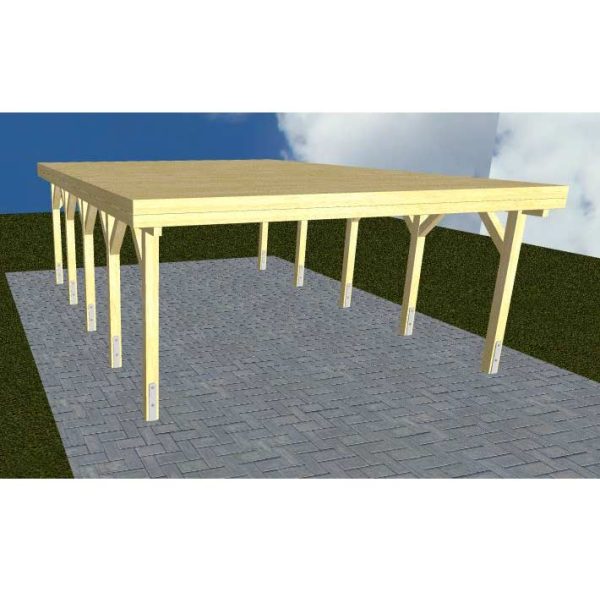JODA Carport Burg MG Classic Holzblende, Flachdach vorb.f. Gründach