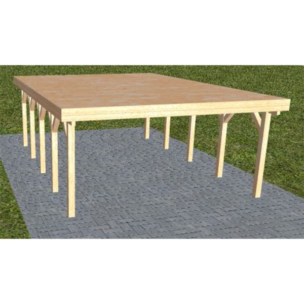 JODA Carport Burg MG Perfect Holzblende, Flachdach vorb.f. Gründach