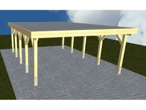 JODA Carport Burg MT Classic Holzblende, Flachdach mit Stahl-Trapezplatten Antikondens