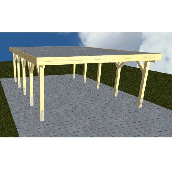 JODA Carport Burg MT Classic Holzblende, Flachdach mit Stahl-Trapezplatten Antikondens