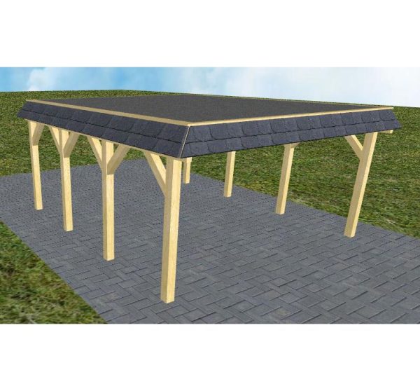 JODA Carport Glücksburg KF Classic Walmblende, Flachdach mit EPDM Folie