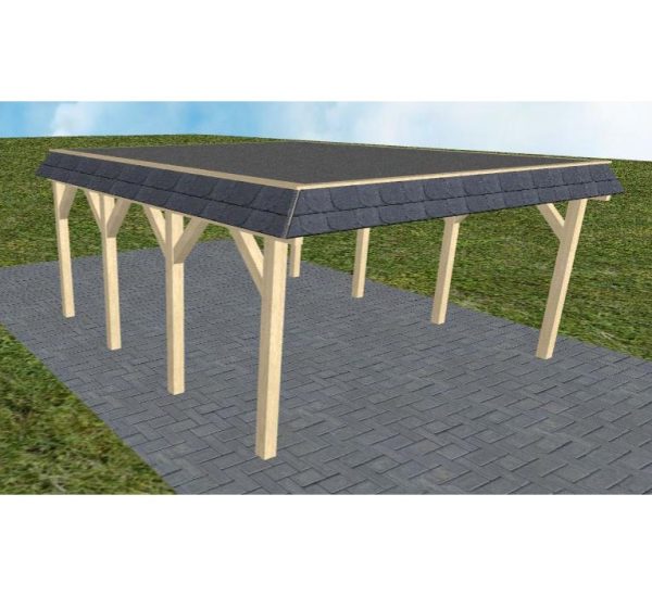 JODA Carport Glücksburg KF Master Walmblende, Flachdach mit EPDM Folie
