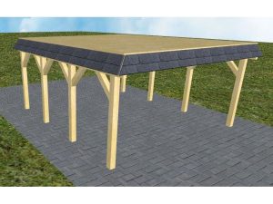 JODA Carport Glücksburg KG Classic Walmblende, Flachdach vorb.f. Gründach