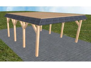 JODA Carport Glücksburg KG Perfect Walmblende, Flachdach vorb.f. Gründach