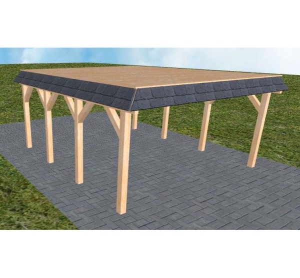 JODA Carport Glücksburg KG Perfect Walmblende, Flachdach vorb.f. Gründach