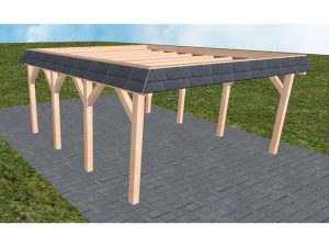 JODA Carport Glücksburg KO Natur Walmblende, Flachdach ohne Bedachung