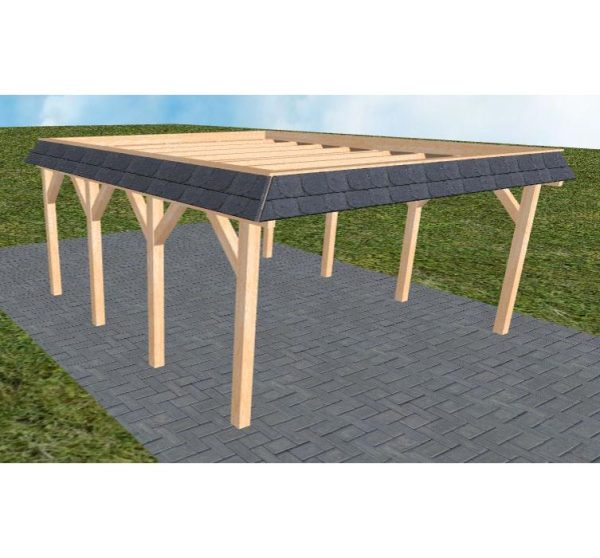 JODA Carport Glücksburg KO Perfect Walmblende, Flachdach ohne Bedachung