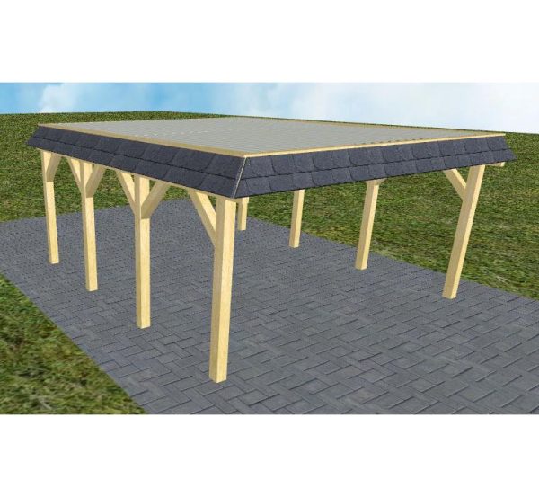 JODA Carport Glücksburg KT Classic Walmblende, Flachdach mit Stahl-Trapezplatten Antikondens