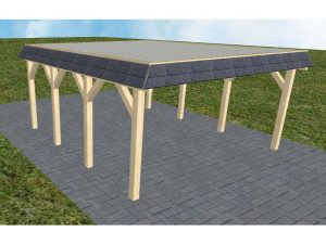 JODA Carport Glücksburg KT Master Walmblende, Flachdach mit Stahl-Trapezplatten Antikondens