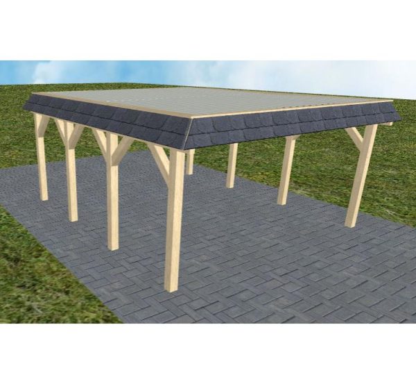 JODA Carport Glücksburg KT Master Walmblende, Flachdach mit Stahl-Trapezplatten Antikondens