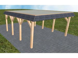 JODA Carport Glücksburg KT Perfect Walmblende, Flachdach mit Stahl-Trapezplatten Antikondens
