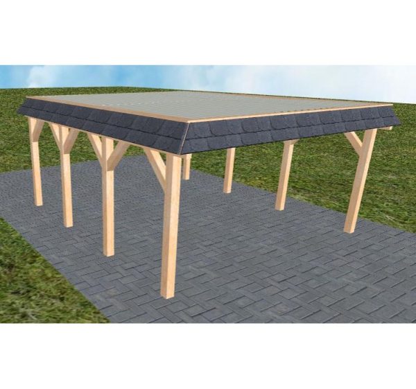 JODA Carport Glücksburg KT Perfect Walmblende, Flachdach mit Stahl-Trapezplatten Antikondens