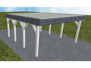 JODA Carport Glücksburg KT Select Walmblende, Flachdach mit Stahl-Trapezplatten Antikondens