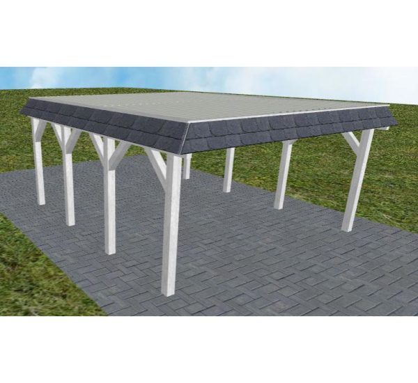 JODA Carport Glücksburg KT Select Walmblende, Flachdach mit Stahl-Trapezplatten Antikondens