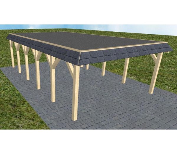 JODA Carport Glücksburg LF Master Walmblende, Flachdach mit EPDM Folie