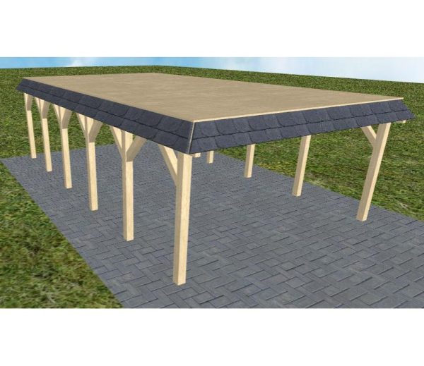 JODA Carport Glücksburg LG Master Walmblende, Flachdach vorb.f. Gründach