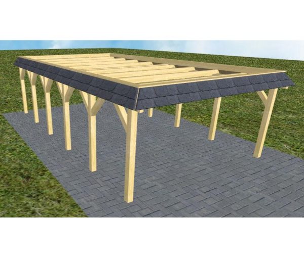 JODA Carport Glücksburg LO Classic Walmblende, Flachdach ohne Bedachung
