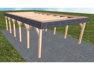 JODA Carport Glücksburg LO Natur Walmblende, Flachdach ohne Bedachung