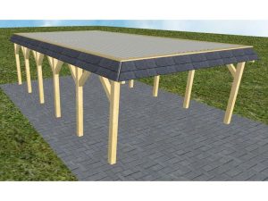 JODA Carport Glücksburg LT Classic Walmblende, Flachdach mit Stahl-Trapezplatten Antikondens