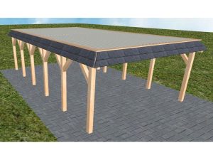 JODA Carport Glücksburg LT Perfect Walmblende, Flachdach mit Stahl-Trapezplatten Antikondens