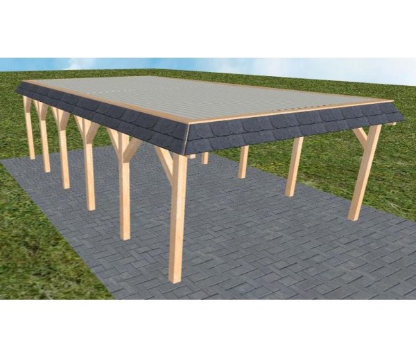 JODA Carport Glücksburg LT Perfect Walmblende, Flachdach mit Stahl-Trapezplatten Antikondens