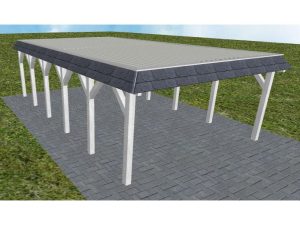 JODA Carport Glücksburg LT Select Walmblende, Flachdach mit Stahl-Trapezplatten Antikondens