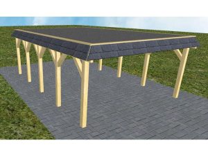 JODA Carport Glücksburg MF Classic Walmblende, Flachdach mit EPDM Folie