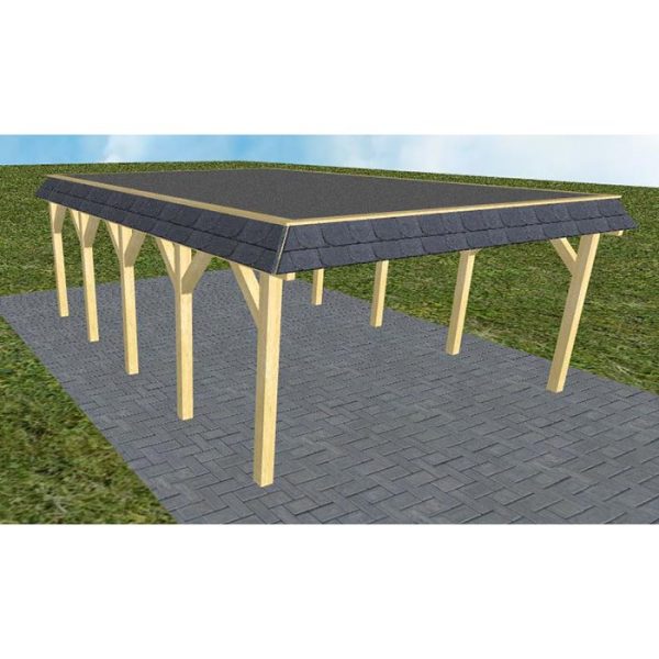 JODA Carport Glücksburg MF Classic Walmblende, Flachdach mit EPDM Folie