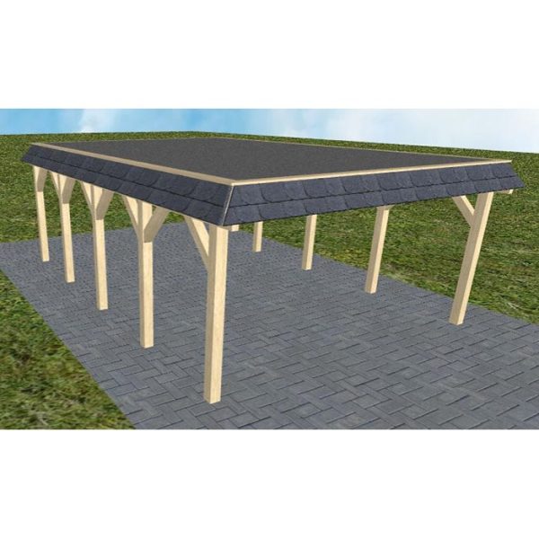 JODA Carport Glücksburg MF Master Walmblende, Flachdach mit EPDM Folie
