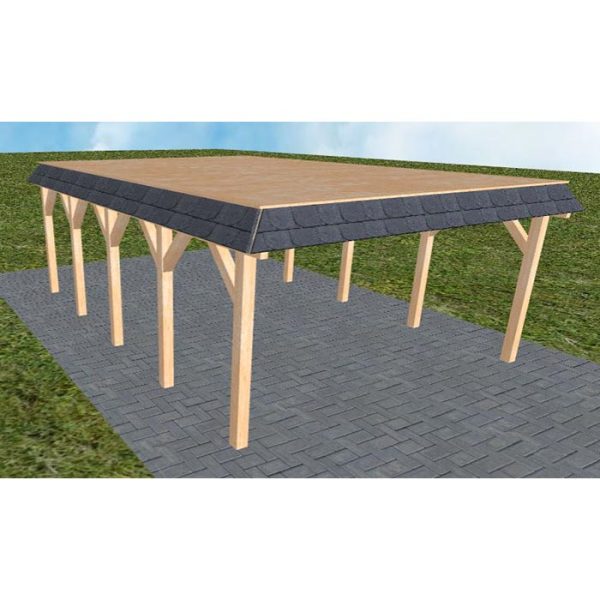 JODA Carport Glücksburg MG Perfect Walmblende, Flachdach vorb.f. Gründach