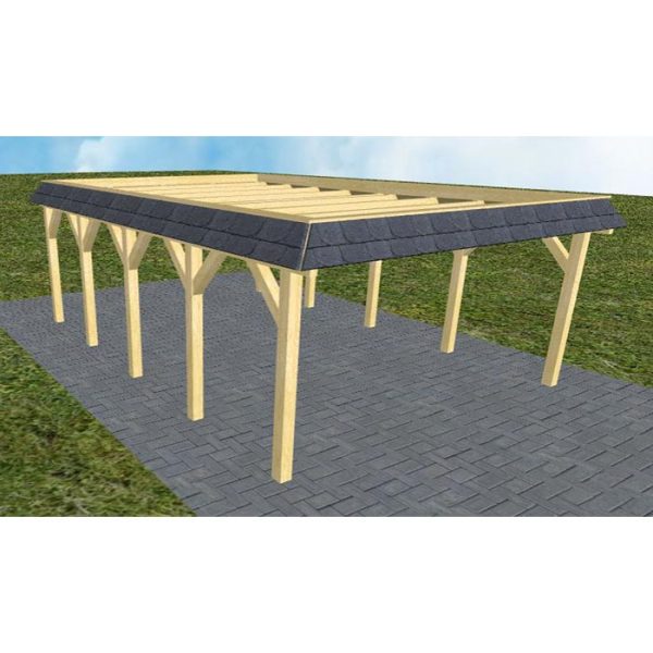 JODA Carport Glücksburg MO Classic Walmblende, Flachdach ohne Bedachung