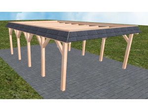JODA Carport Glücksburg MO Natur Walmblende, Flachdach ohne Bedachung