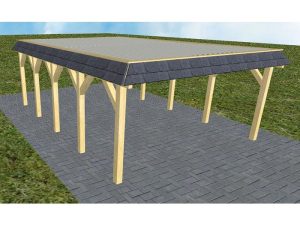 JODA Carport Glücksburg MT Classic Walmblende, Flachdach mit Stahl-Trapezplatten Antikondens
