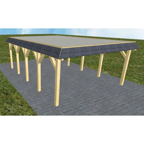 JODA Carport Glücksburg MT Classic Walmblende, Flachdach mit Stahl-Trapezplatten Antikondens