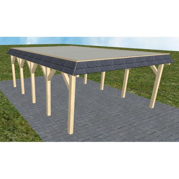 JODA Carport Glücksburg MT Master Walmblende, Flachdach mit Stahl-Trapezplatten Antikondens