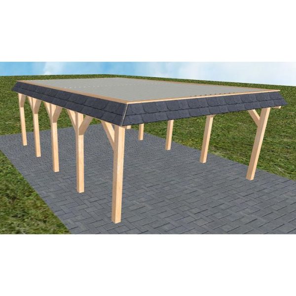 JODA Carport Glücksburg MT Perfect Walmblende, Flachdach mit Stahl-Trapezplatten Antikondens