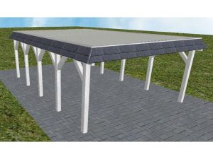 JODA Carport Glücksburg MT Select Walmblende, Flachdach mit Stahl-Trapezplatten Antikondens