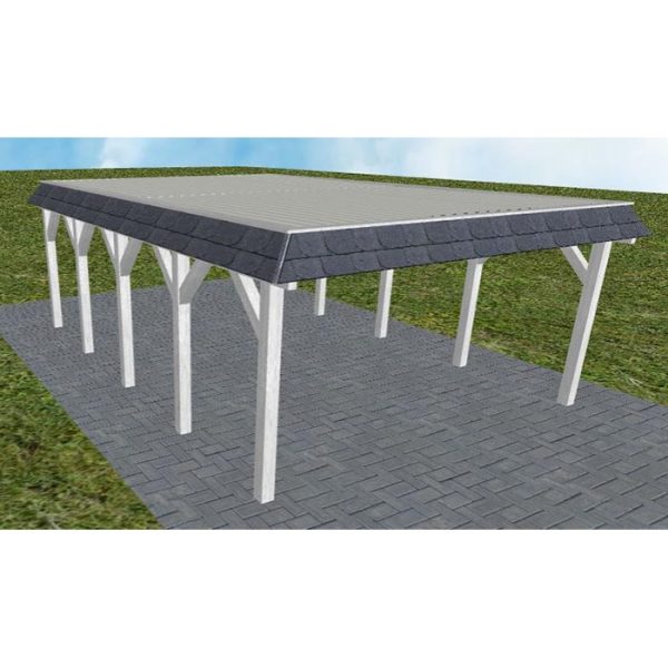 JODA Carport Glücksburg MT Select Walmblende, Flachdach mit Stahl-Trapezplatten Antikondens