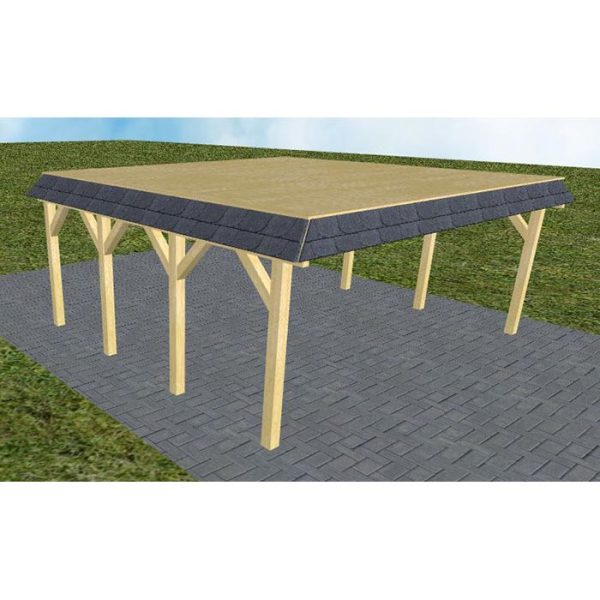 JODA Carport Grömitz KG Classic Walmblende, Flachdach vorb.f. Gründach